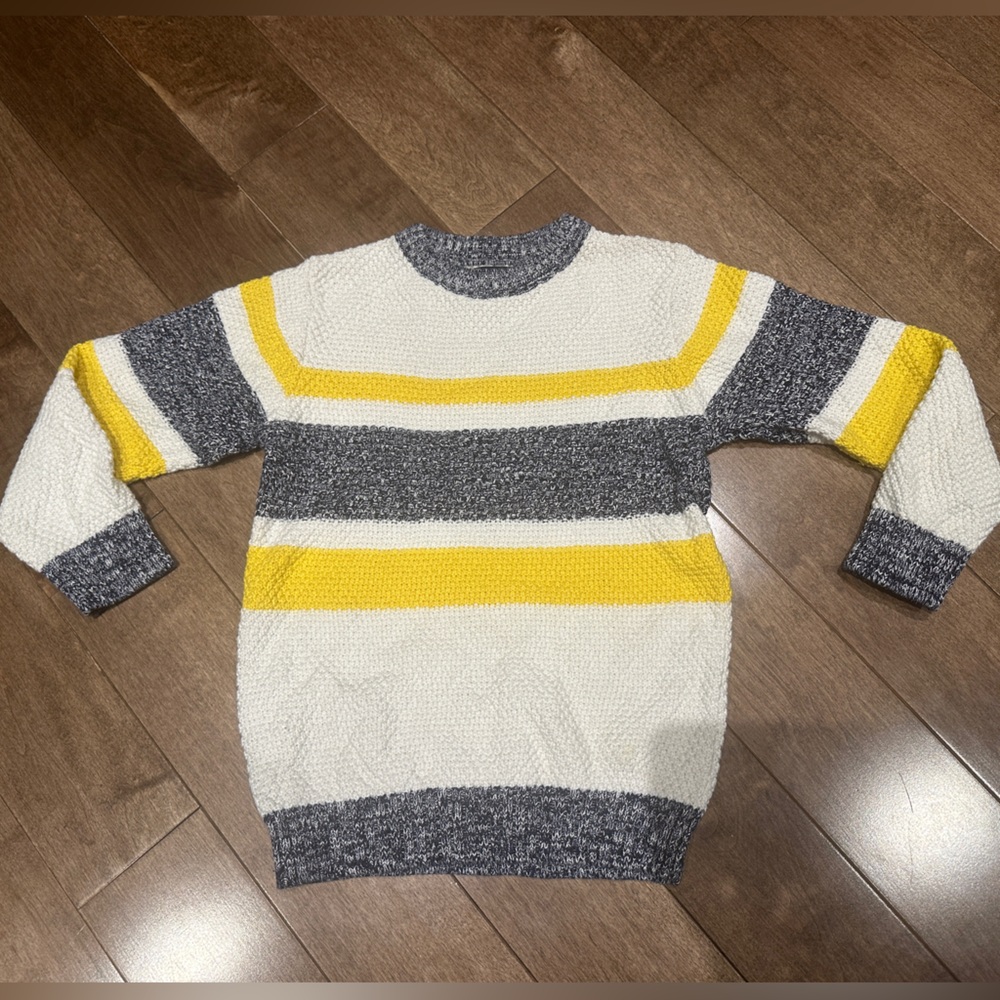 NEXT DIRECT • Boys Striped Sweater w Yellow/grey Accents